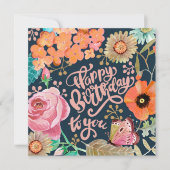 Handgeschilderd Flower Birthday wenskaart (Voorkant)