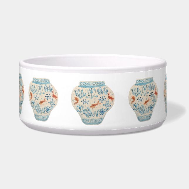 Handgeschilderd gember jar Dog Bowl Voerbakje (Voorkant)