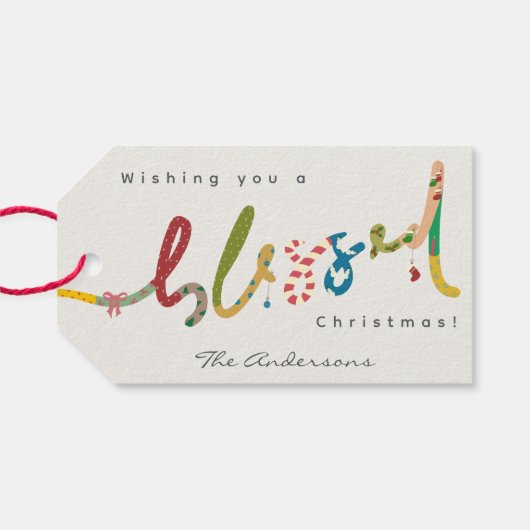 Handgeschilderd gezegend kerstcadeau Label Cadeaulabel (Achterkant Horizontaal)