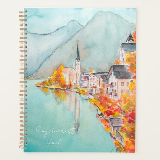 handgeschilderd Hallstatt in de herfst waterverf Planner (Voorkant)