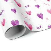 Handgeschilderd hart x en o gepatterd cadeaupapier (Rol Hoek)