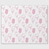 Handgeschilderd Ice Cream Pattern Pink Cadeaupapier (Vlak)