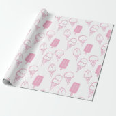 Handgeschilderd Ice Cream Pattern Pink Cadeaupapier (Uitgerold)