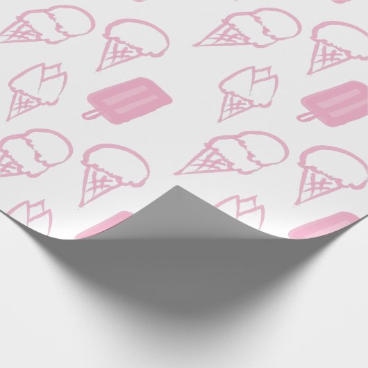 Handgeschilderd Ice Cream Pattern Pink Cadeaupapier (Hoek)