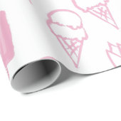 Handgeschilderd Ice Cream Pattern Pink Cadeaupapier (Rol Hoek)