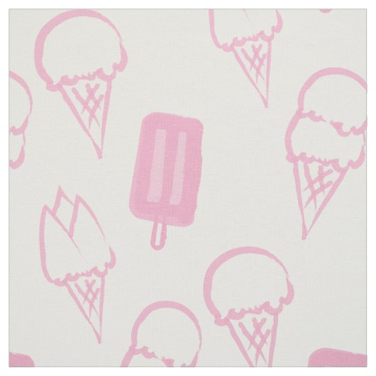 Handgeschilderd Ice Cream Pattern Pink Stof (Swatch)