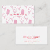 Handgeschilderd Ice Cream Pattern Roze Visitekaart Visitekaartje (Voorkant / Achterkant)