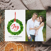 Handgeschilderd Joyful Holiday krans Foto Briefkaart