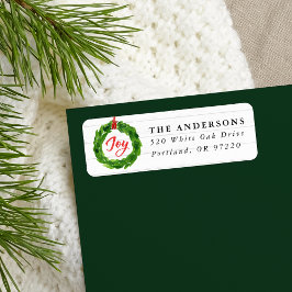Handgeschilderd Joyful Wreath Vakantie retour adre Etiket