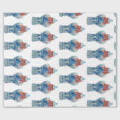 Handgeschilderd kerstblauw en witte gember pot cadeaupapier (Vlak)