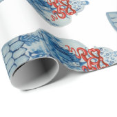 Handgeschilderd kerstblauw en witte gember pot cadeaupapier (Rol Hoek)