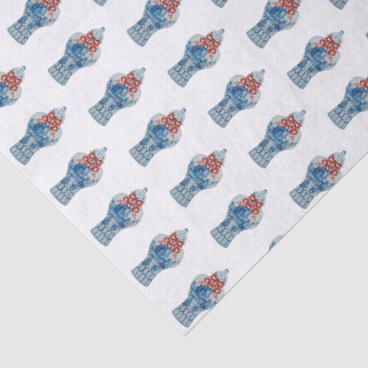 Handgeschilderd kerstblauw en witte gember pot tissuepapier (Detail)