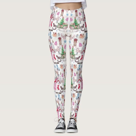 Handgeschilderd kerstsprookje leggings (Voorkant)