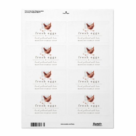 Handgeschilderd kippenei of Boerderij van het koep Etiket (Full Sheet)