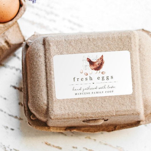 Handgeschilderd kippenei of Boerderij van het koep Etiket