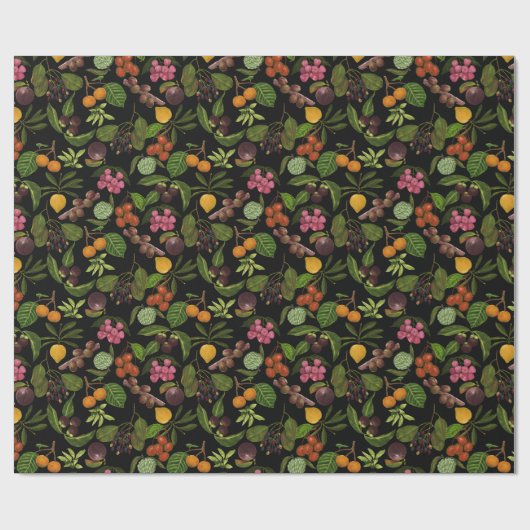 Handgeschilderd kleurrijke exotische tropische fru cadeaupapier (Vlak)
