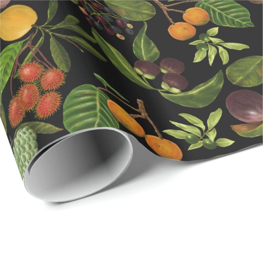 Handgeschilderd kleurrijke exotische tropische fru cadeaupapier (Rol Hoek)