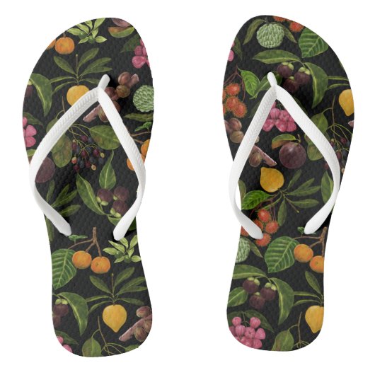 Handgeschilderd kleurrijke exotische tropische fru teenslippers (Voetbed)