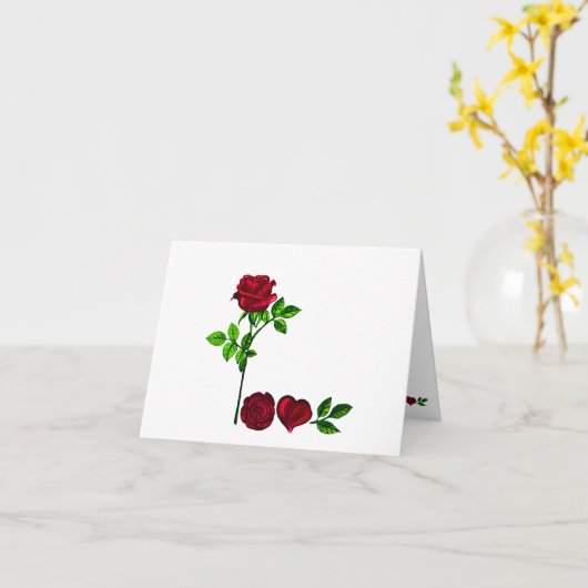 Handgeschilderd L O V E Roos Wenskaart Kaart (Gele Bloem)