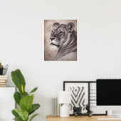 Handgeschilderd Leeuwinnen Portret Poster (Thuiskantoor)