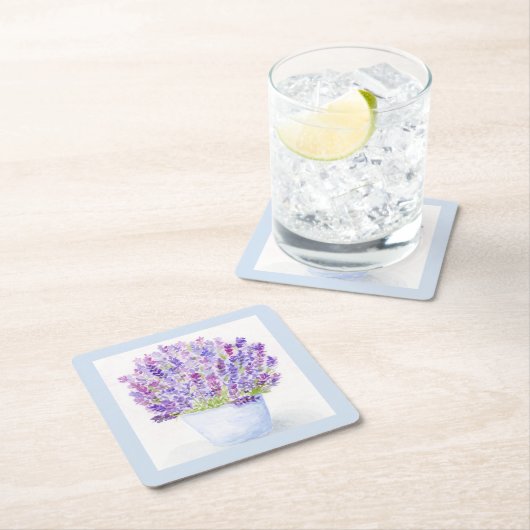 Handgeschilderd losse Waterverf Lavendel Bloempapi Kartonnen Onderzetters (Insitu)