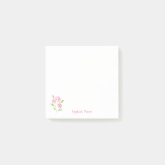 Handgeschilderd Losse Waterverf Roos Bloemen Post-it® Notes (Voorkant)