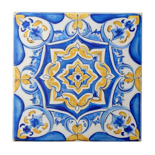 Handgeschilderd Majolica-patroon Tegeltje (Voorkant)