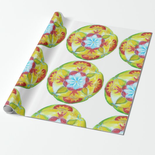 Handgeschilderd Mandala Matte Wrapping Papier (Uitgerold)