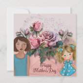 Handgeschilderd Moederdag Roos Art Feestdagenkaart (Voorkant)