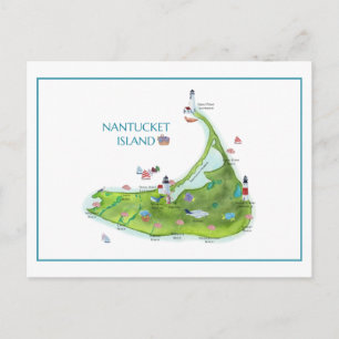 Handgeschilderd Nantucket-eiland Briefkaart