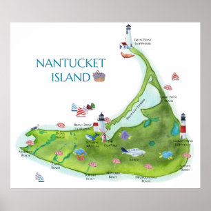 Handgeschilderd Nantucket-eiland Poster