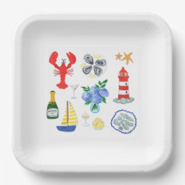 Handgeschilderd Nantucket-thema diner Papieren Bordje