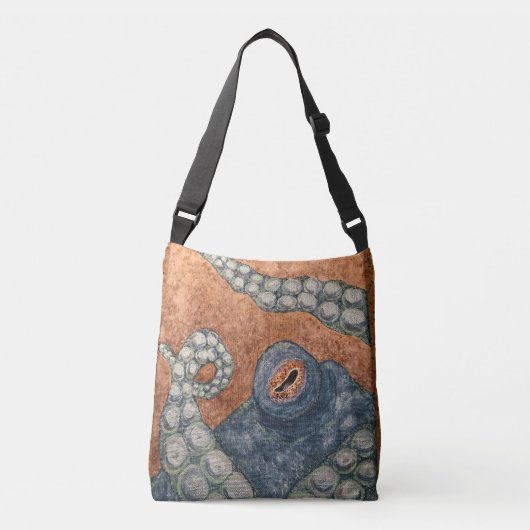 Handgeschilderd Octopus Crossbody Tas (Voorkant)
