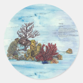 Handgeschilderd onderwater koraalrif ronde sticker