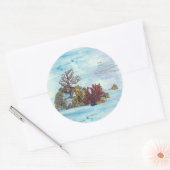 Handgeschilderd onderwater koraalrif ronde sticker (Envelop)