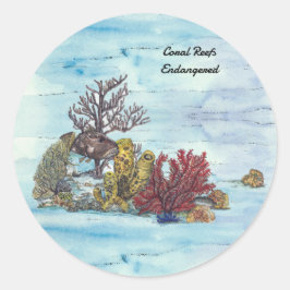 Handgeschilderd onderwater koraalrif ronde sticker