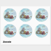 Handgeschilderd onderwater koraalrif ronde sticker (Vel)