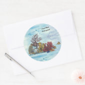 Handgeschilderd onderwater koraalrif ronde sticker (Envelop)
