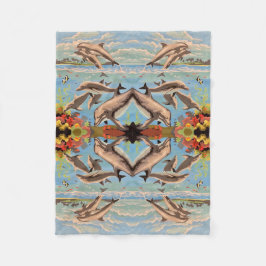 Handgeschilderd op aantal dolfijnen | Spiegelen | Fleece Deken