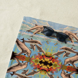 Handgeschilderd op aantal dolfijnen | Spiegelen | Strandlaken