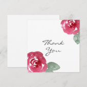 Handgeschilderd rood roze Waterverf Roos Bedankkaart (Voorkant / Achterkant)