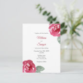 Handgeschilderd rood roze Waterverf Roos Kaart (Staand voorkant)