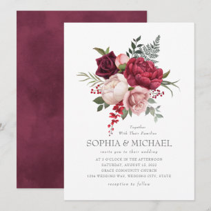 Handgeschilderd Roos Floral Silver Script Kaart