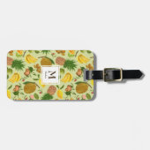 Handgeschilderd sappig tropisch fruit monogram bagagelabel (Voorkant horizontaal)