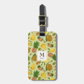 Handgeschilderd sappig tropisch fruit monogram bagagelabel (Voorkant verticaal)