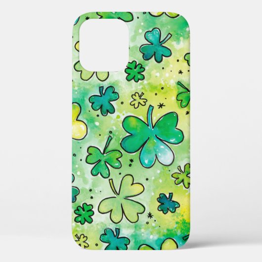 Handgeschilderd shamrock-patroon met watercolo Case-Mate iPhone case (Achterkant)