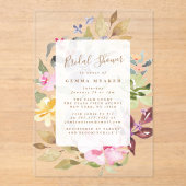 Handgeschilderd Spring Floral Vrijgezellenfeest Acryl Uitnodigingen (Voorkant)