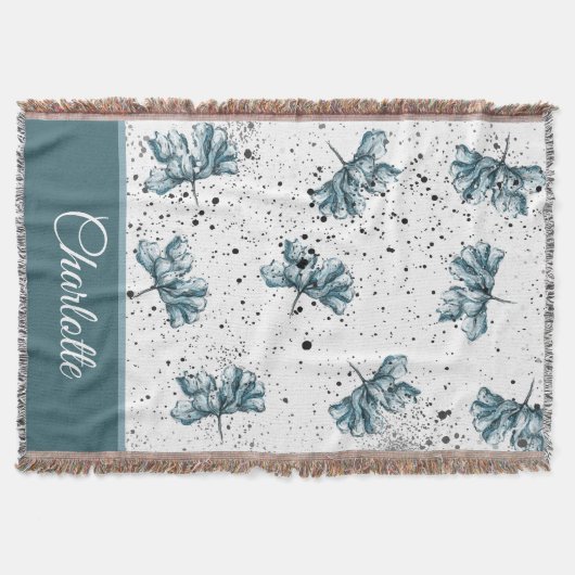 Handgeschilderd stalen blauw Floral Monogram Deken (Voorkant)