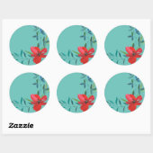 handgeschilderd-waterverf-bloem ronde sticker (Vel)