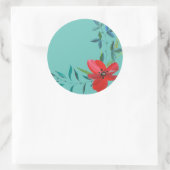 handgeschilderd-waterverf-bloem ronde sticker (Tas)